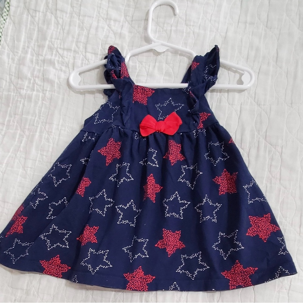 Carter's Navy Dress with Red and White Star Pattern with a Red Bow